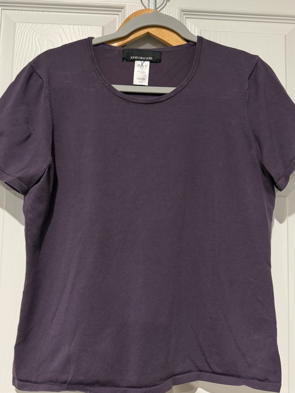 Jones New York Short Sleeve Crewneck Top in Deep Purple